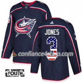 Adidas Maillot de Hockey Blue Jackets Seth Jones 3 2017-2018 Bleu Marine USA Flag Fashion Authentic - Enfant